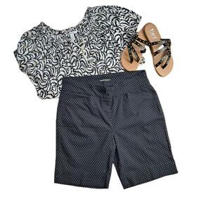 Hilary Radley Black and White Polka Dot Shorts